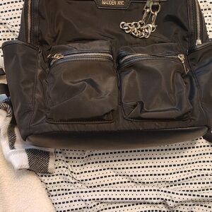 Steve Madden Black Nylon Backpack with Front Pockets